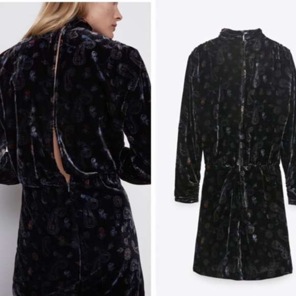 ZARA PRINTED VELVET DRESS - Picture 5 of 15